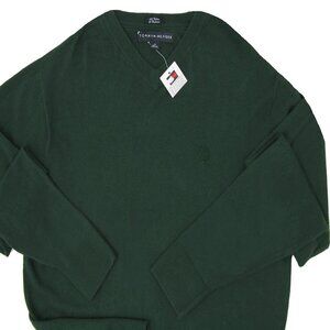 NEW Tommy Hilfiger Cashmere & Cotton Cashco Sweater!  Green Tommy Crest on Chest